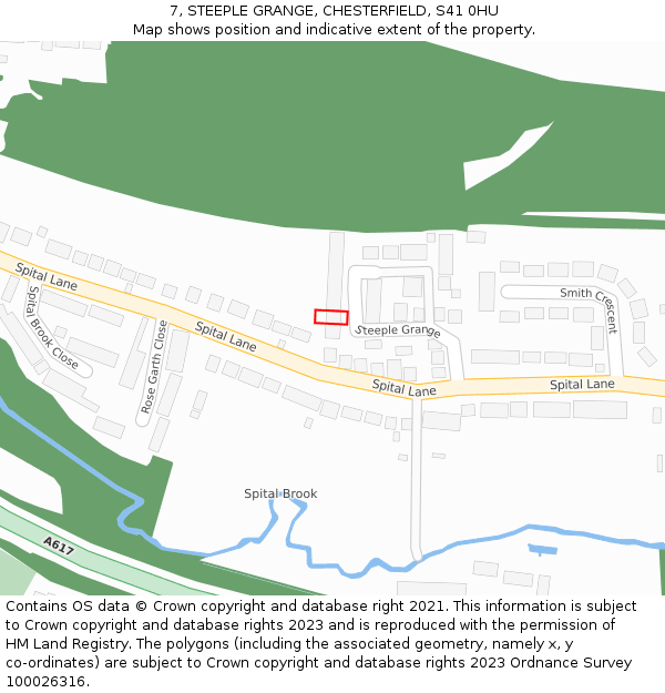 7, STEEPLE GRANGE, CHESTERFIELD, S41 0HU: Location map and indicative extent of plot