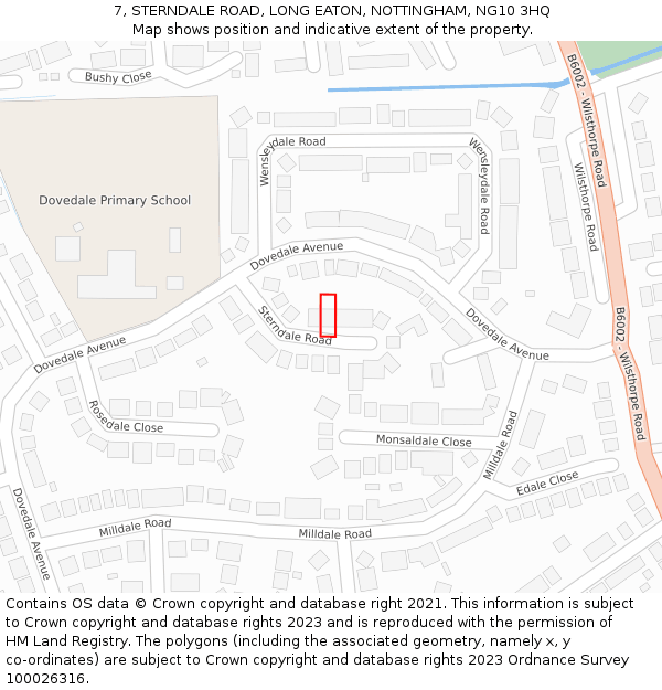 7, STERNDALE ROAD, LONG EATON, NOTTINGHAM, NG10 3HQ: Location map and indicative extent of plot