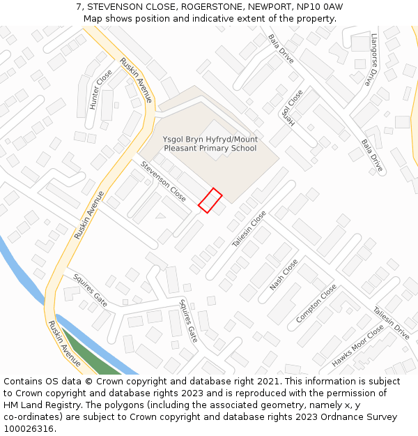 7, STEVENSON CLOSE, ROGERSTONE, NEWPORT, NP10 0AW: Location map and indicative extent of plot