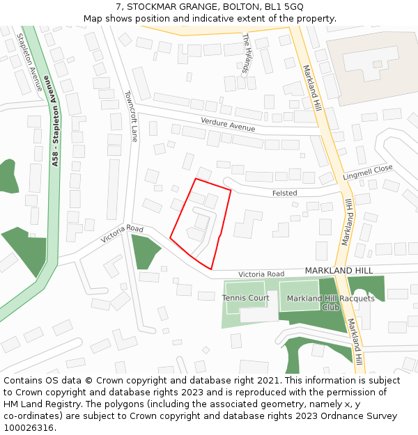 7, STOCKMAR GRANGE, BOLTON, BL1 5GQ: Location map and indicative extent of plot