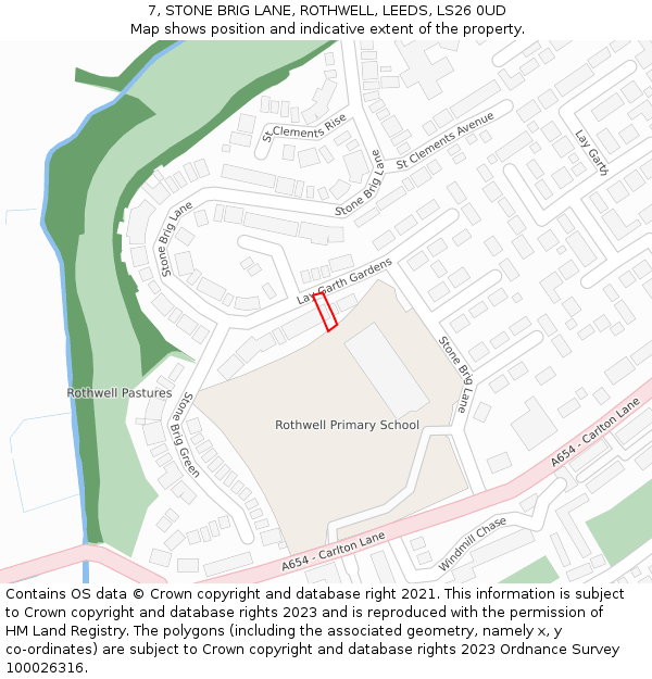 7, STONE BRIG LANE, ROTHWELL, LEEDS, LS26 0UD: Location map and indicative extent of plot