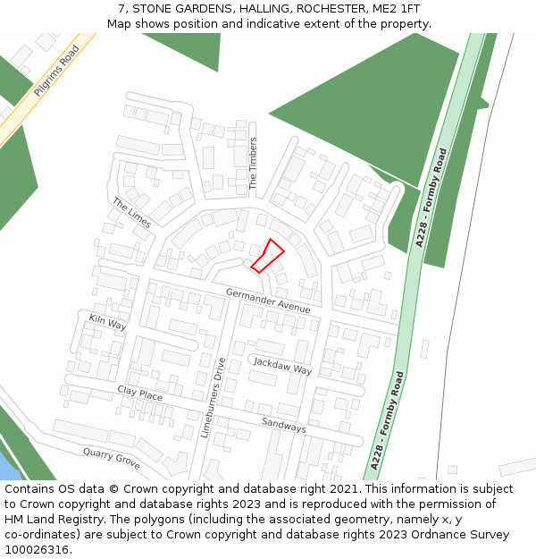 7, STONE GARDENS, HALLING, ROCHESTER, ME2 1FT: Location map and indicative extent of plot