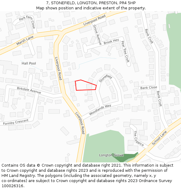 7, STONEFIELD, LONGTON, PRESTON, PR4 5HP: Location map and indicative extent of plot