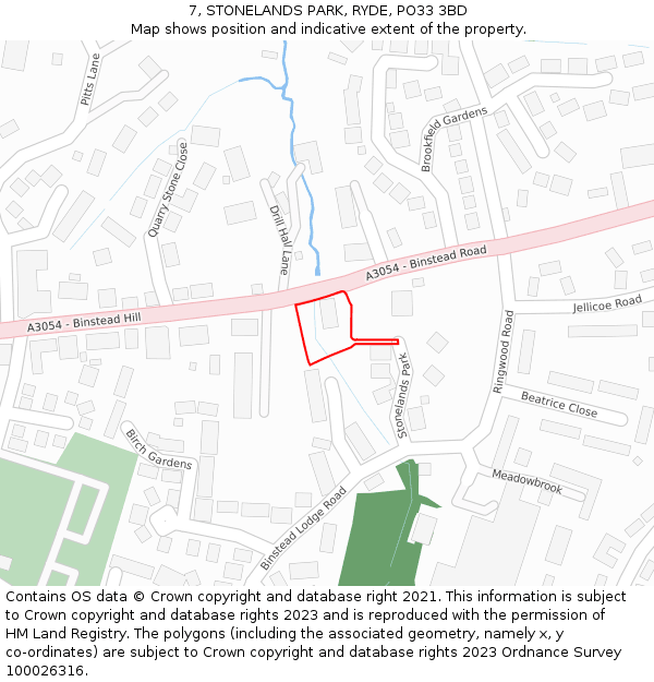 7, STONELANDS PARK, RYDE, PO33 3BD: Location map and indicative extent of plot