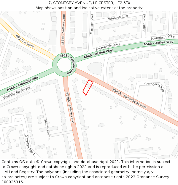 7, STONESBY AVENUE, LEICESTER, LE2 6TX: Location map and indicative extent of plot