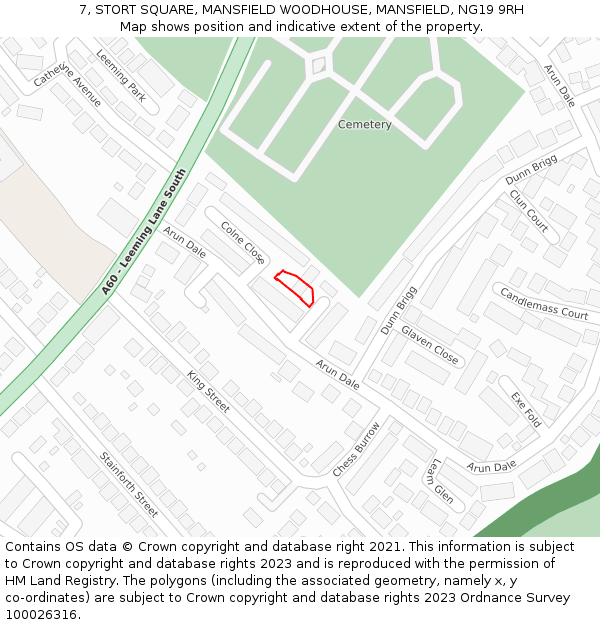 7, STORT SQUARE, MANSFIELD WOODHOUSE, MANSFIELD, NG19 9RH: Location map and indicative extent of plot