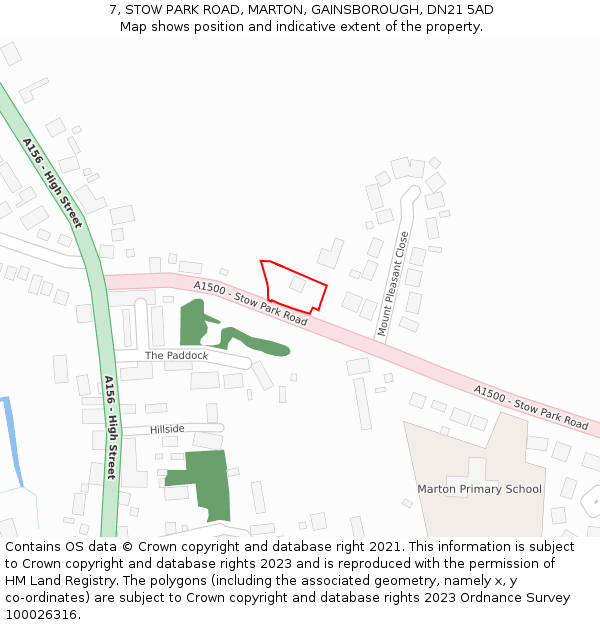 7, STOW PARK ROAD, MARTON, GAINSBOROUGH, DN21 5AD: Location map and indicative extent of plot