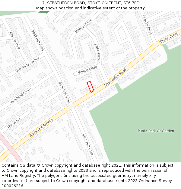 7, STRATHEDEN ROAD, STOKE-ON-TRENT, ST6 7PD: Location map and indicative extent of plot