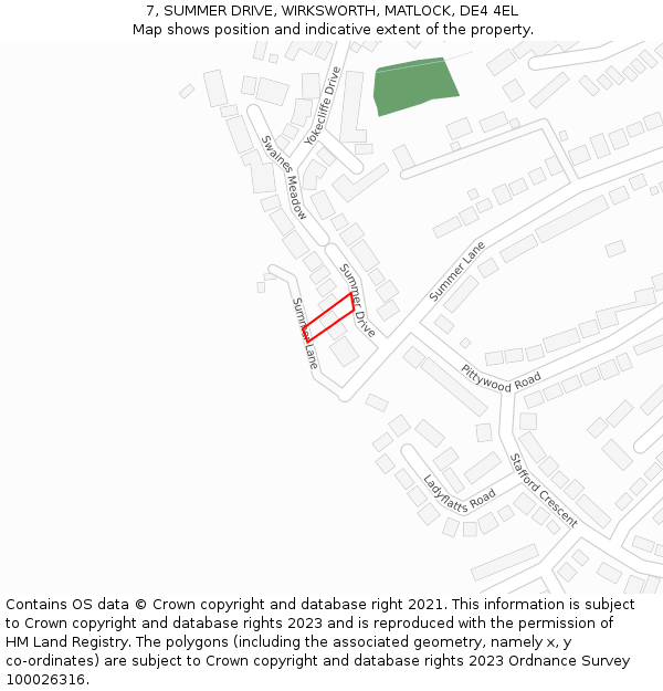 7, SUMMER DRIVE, WIRKSWORTH, MATLOCK, DE4 4EL: Location map and indicative extent of plot