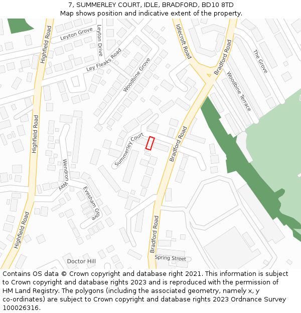 7, SUMMERLEY COURT, IDLE, BRADFORD, BD10 8TD: Location map and indicative extent of plot