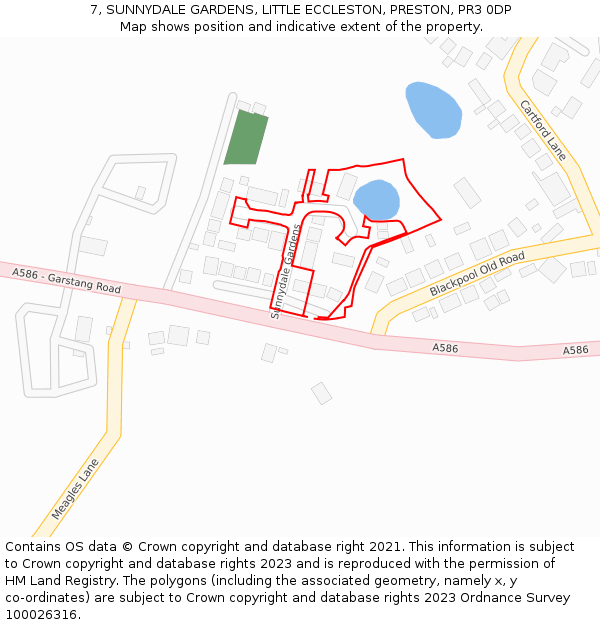 7, SUNNYDALE GARDENS, LITTLE ECCLESTON, PRESTON, PR3 0DP: Location map and indicative extent of plot