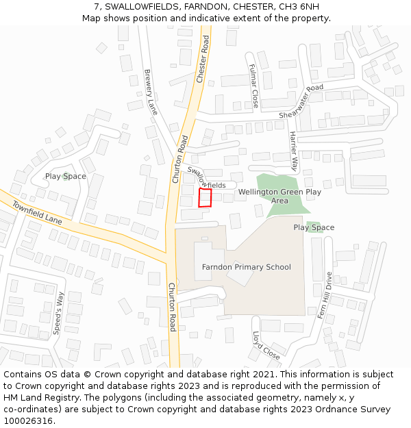 7, SWALLOWFIELDS, FARNDON, CHESTER, CH3 6NH: Location map and indicative extent of plot