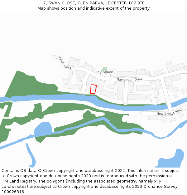 7, SWAN CLOSE, GLEN PARVA, LEICESTER, LE2 9TE: Location map and indicative extent of plot