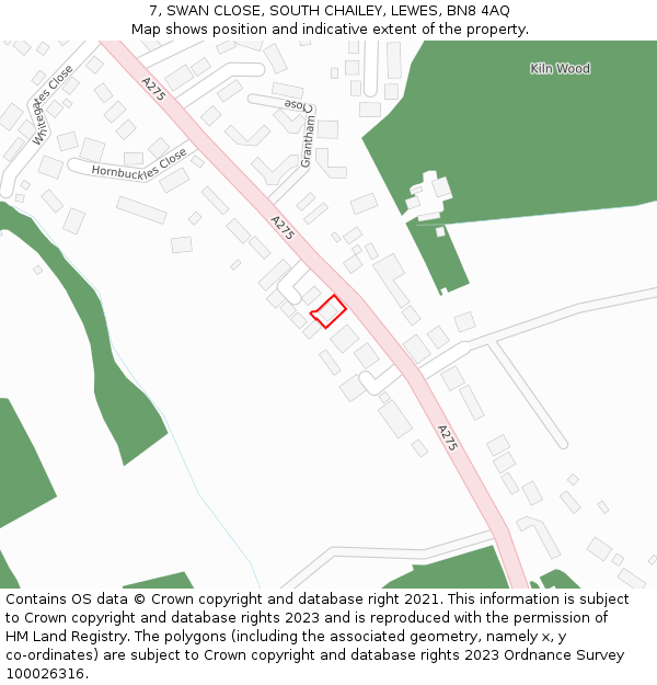 7, SWAN CLOSE, SOUTH CHAILEY, LEWES, BN8 4AQ: Location map and indicative extent of plot