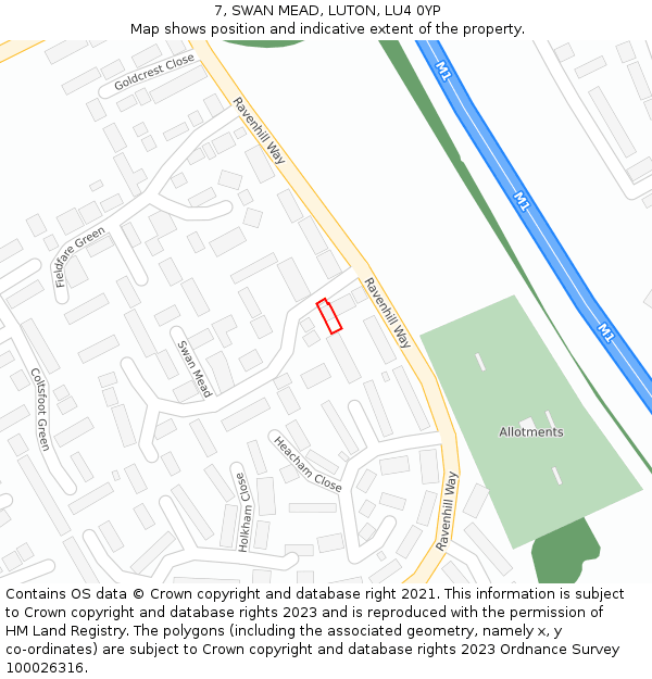 7, SWAN MEAD, LUTON, LU4 0YP: Location map and indicative extent of plot