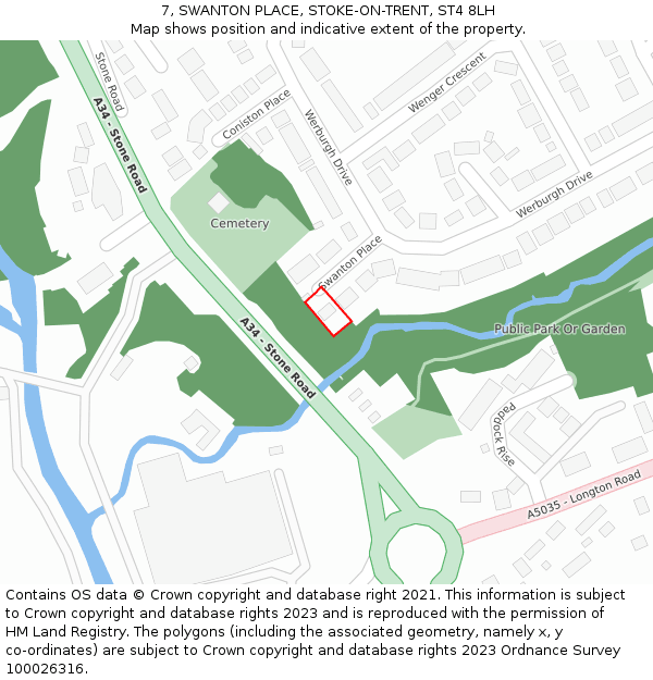 7, SWANTON PLACE, STOKE-ON-TRENT, ST4 8LH: Location map and indicative extent of plot