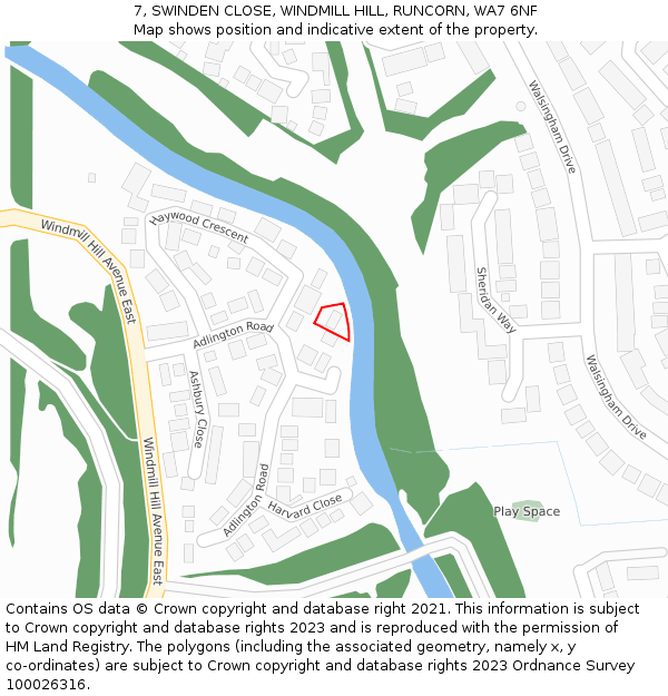 7, SWINDEN CLOSE, WINDMILL HILL, RUNCORN, WA7 6NF: Location map and indicative extent of plot