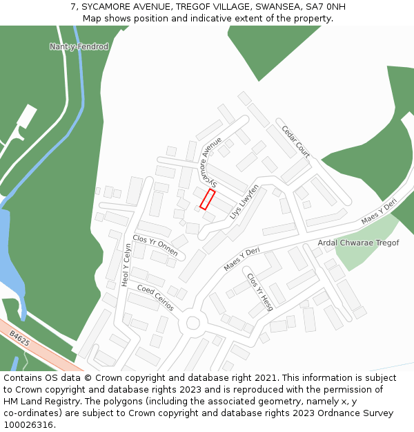 7, SYCAMORE AVENUE, TREGOF VILLAGE, SWANSEA, SA7 0NH: Location map and indicative extent of plot