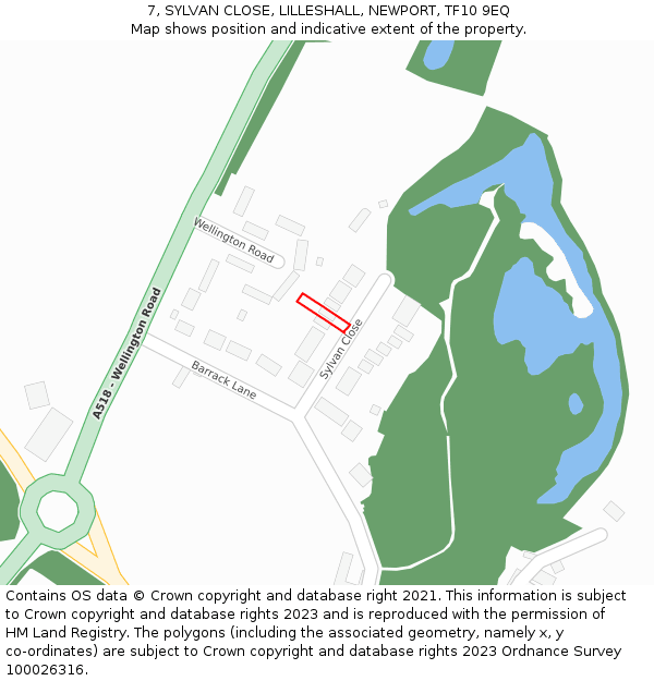 7, SYLVAN CLOSE, LILLESHALL, NEWPORT, TF10 9EQ: Location map and indicative extent of plot