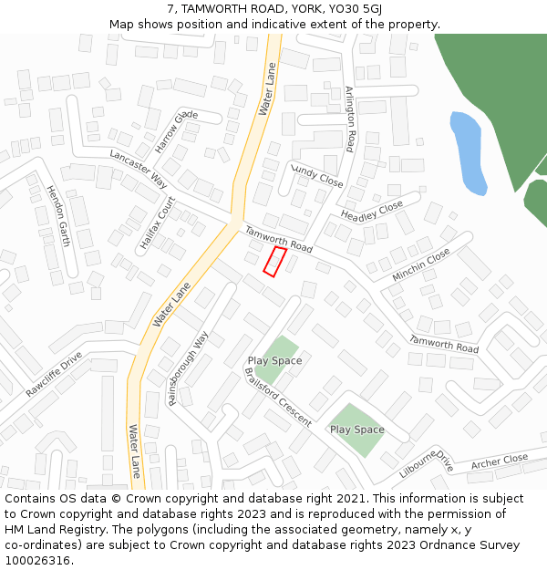 7, TAMWORTH ROAD, YORK, YO30 5GJ: Location map and indicative extent of plot