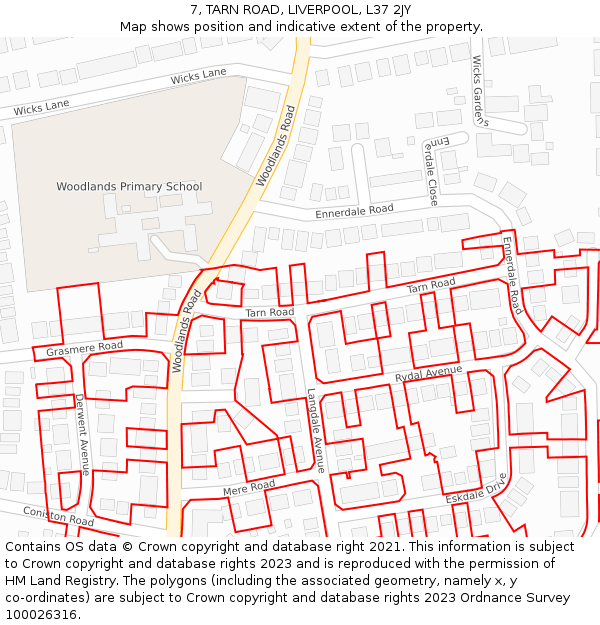 7, TARN ROAD, LIVERPOOL, L37 2JY: Location map and indicative extent of plot