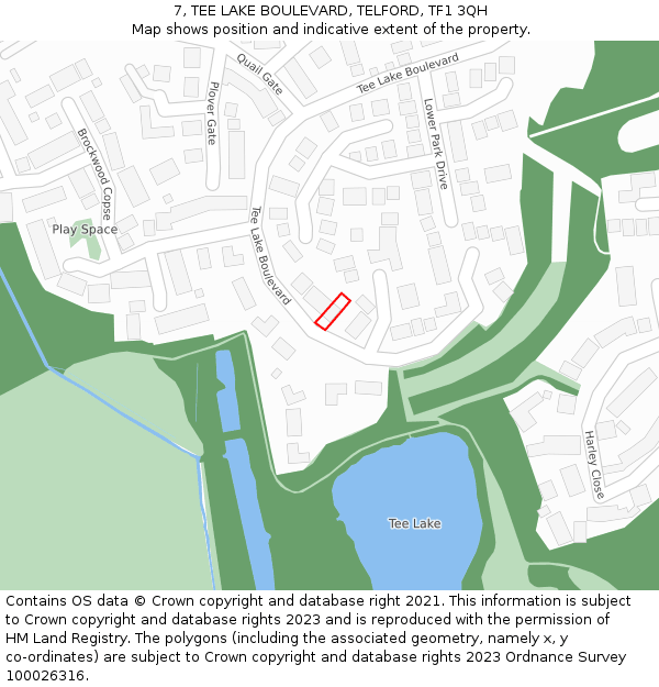 7, TEE LAKE BOULEVARD, TELFORD, TF1 3QH: Location map and indicative extent of plot