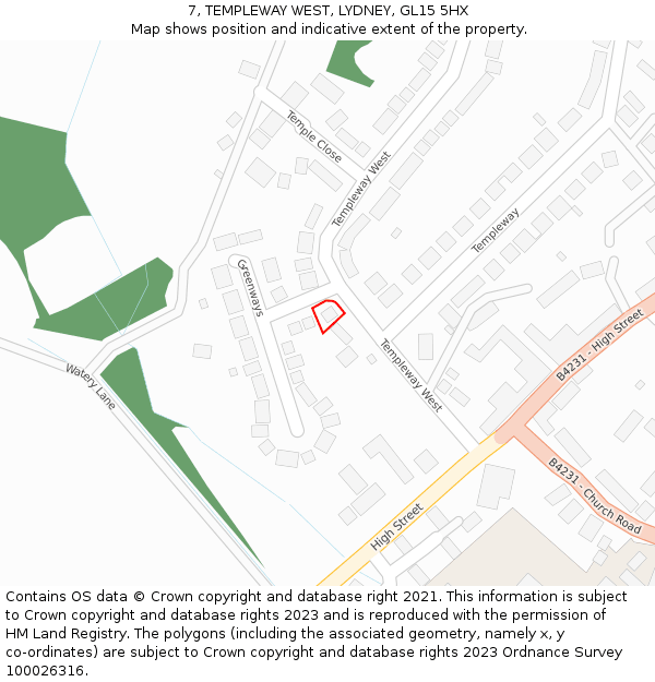 7, TEMPLEWAY WEST, LYDNEY, GL15 5HX: Location map and indicative extent of plot