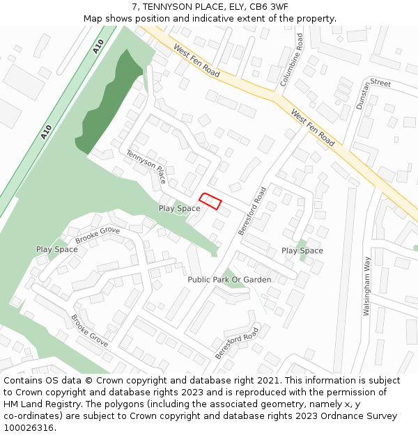 7, TENNYSON PLACE, ELY, CB6 3WF: Location map and indicative extent of plot