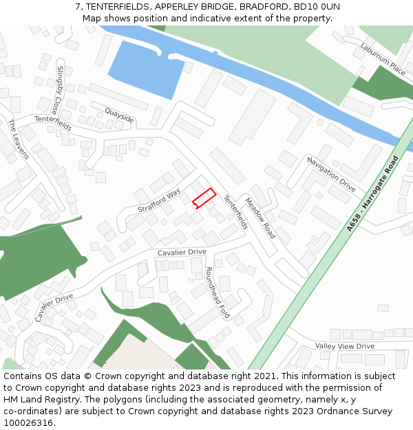 7, TENTERFIELDS, APPERLEY BRIDGE, BRADFORD, BD10 0UN: Location map and indicative extent of plot