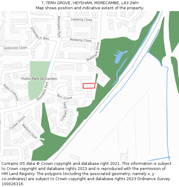 7, TERN GROVE, HEYSHAM, MORECAMBE, LA3 2WH: Location map and indicative extent of plot