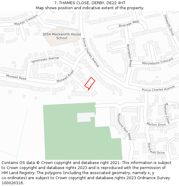 7, THAMES CLOSE, DERBY, DE22 4HT: Location map and indicative extent of plot