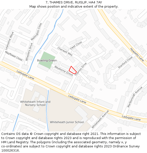 7, THAMES DRIVE, RUISLIP, HA4 7AY: Location map and indicative extent of plot