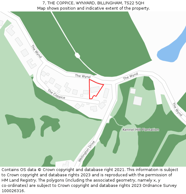 7, THE COPPICE, WYNYARD, BILLINGHAM, TS22 5QH: Location map and indicative extent of plot