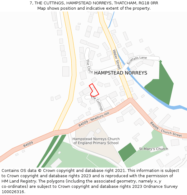 7, THE CUTTINGS, HAMPSTEAD NORREYS, THATCHAM, RG18 0RR: Location map and indicative extent of plot