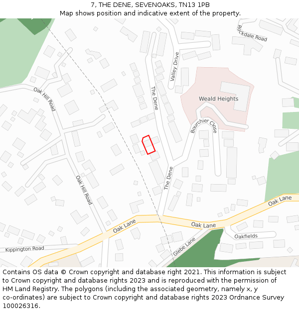 7, THE DENE, SEVENOAKS, TN13 1PB: Location map and indicative extent of plot