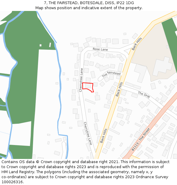 7, THE FAIRSTEAD, BOTESDALE, DISS, IP22 1DG: Location map and indicative extent of plot