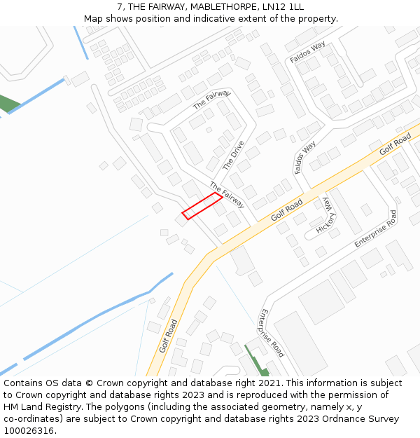 7, THE FAIRWAY, MABLETHORPE, LN12 1LL: Location map and indicative extent of plot