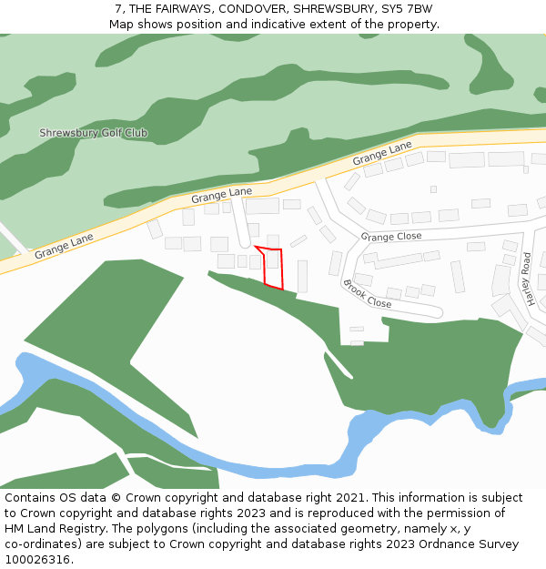7, THE FAIRWAYS, CONDOVER, SHREWSBURY, SY5 7BW: Location map and indicative extent of plot