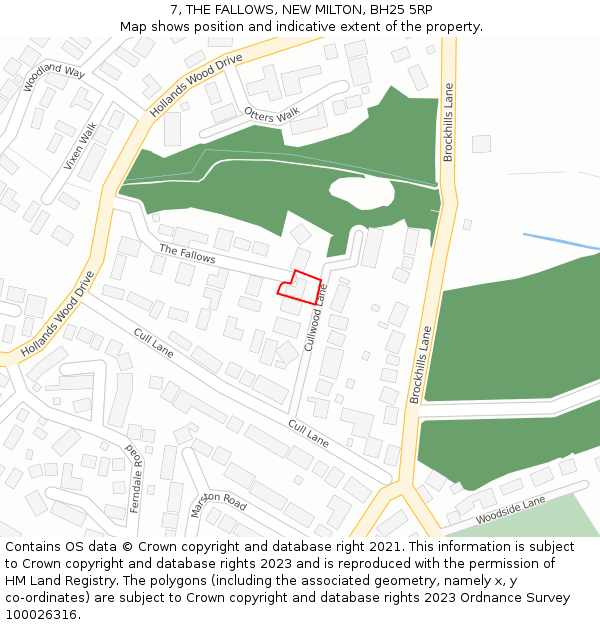 7, THE FALLOWS, NEW MILTON, BH25 5RP: Location map and indicative extent of plot