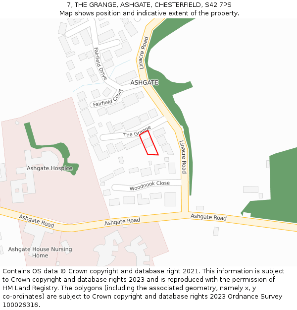 7, THE GRANGE, ASHGATE, CHESTERFIELD, S42 7PS: Location map and indicative extent of plot