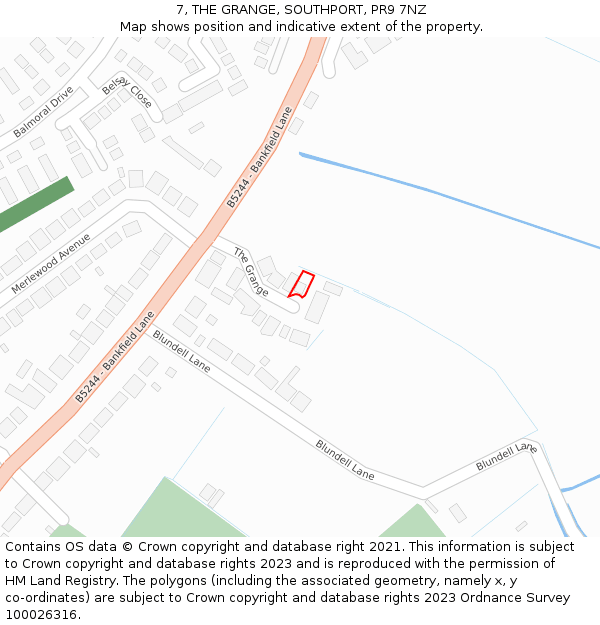 7, THE GRANGE, SOUTHPORT, PR9 7NZ: Location map and indicative extent of plot