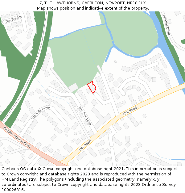 7, THE HAWTHORNS, CAERLEON, NEWPORT, NP18 1LX: Location map and indicative extent of plot