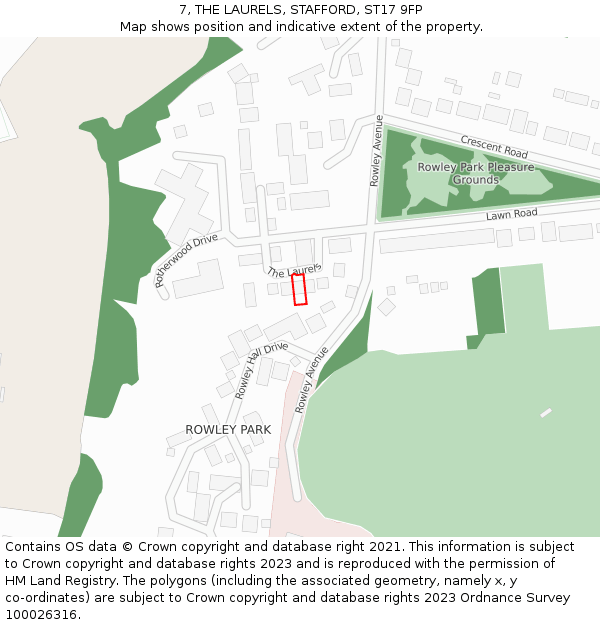 7, THE LAURELS, STAFFORD, ST17 9FP: Location map and indicative extent of plot