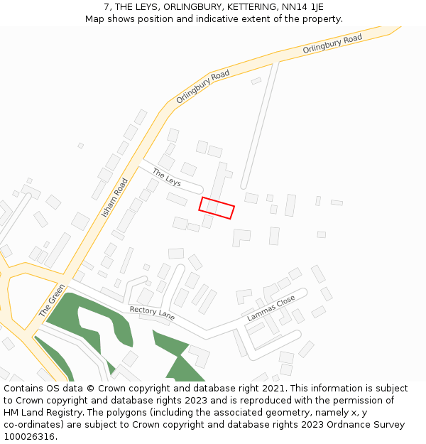 7, THE LEYS, ORLINGBURY, KETTERING, NN14 1JE: Location map and indicative extent of plot