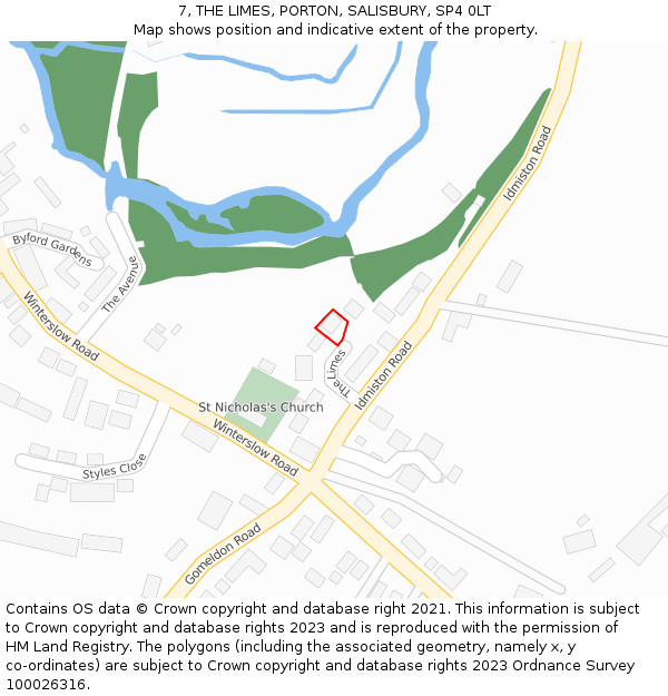 7, THE LIMES, PORTON, SALISBURY, SP4 0LT: Location map and indicative extent of plot