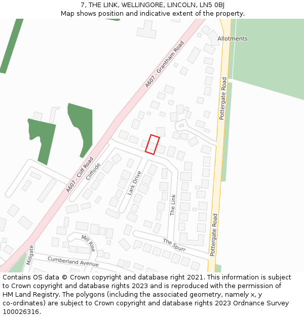 7, THE LINK, WELLINGORE, LINCOLN, LN5 0BJ: Location map and indicative extent of plot