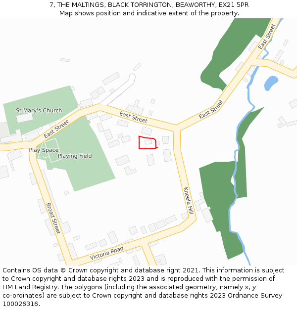 7, THE MALTINGS, BLACK TORRINGTON, BEAWORTHY, EX21 5PR: Location map and indicative extent of plot