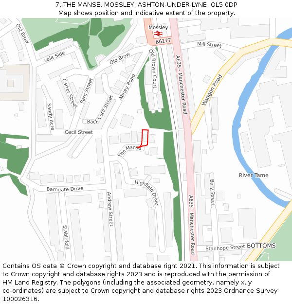 7, THE MANSE, MOSSLEY, ASHTON-UNDER-LYNE, OL5 0DP: Location map and indicative extent of plot