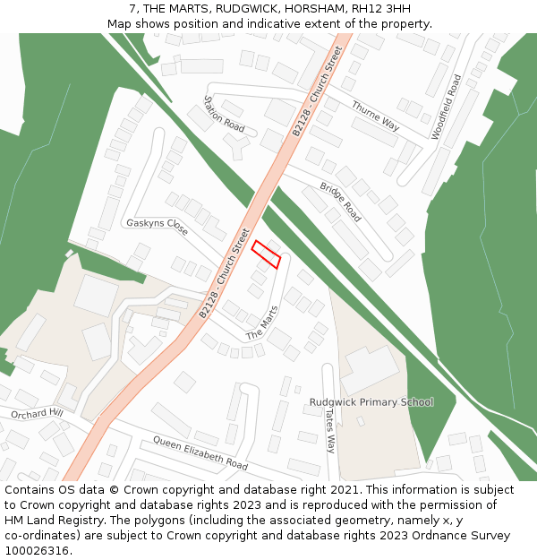 7, THE MARTS, RUDGWICK, HORSHAM, RH12 3HH: Location map and indicative extent of plot