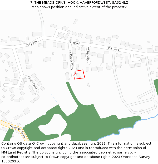 7, THE MEADS DRIVE, HOOK, HAVERFORDWEST, SA62 4LZ: Location map and indicative extent of plot